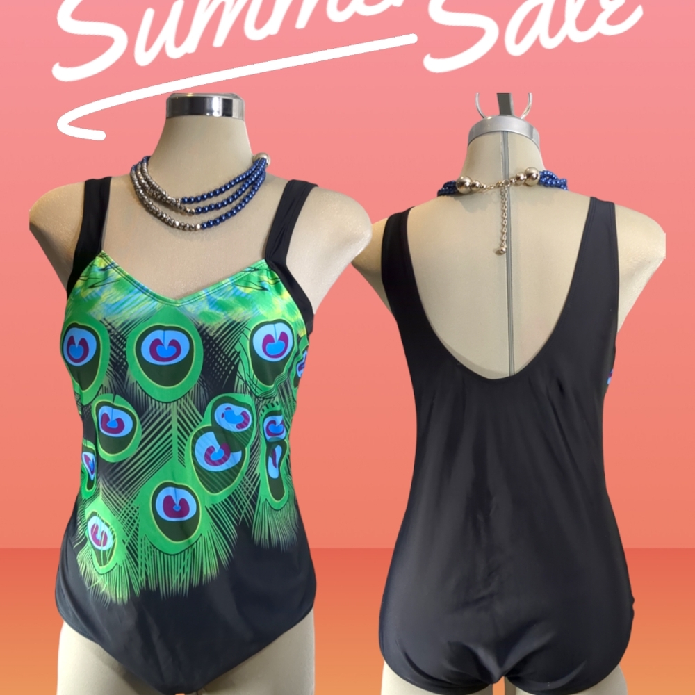 Swimming one Piece Black and Green Size XXL